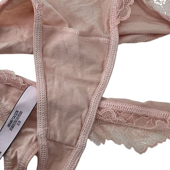 Victoria's Secret Lace Trim Thong Ballerina Pink Womens Size Large - Picture 4 of 6